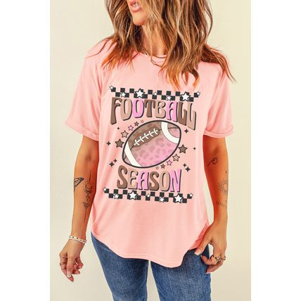 Pink FOOTBALL SEASON Graphic Game Day T Shirt