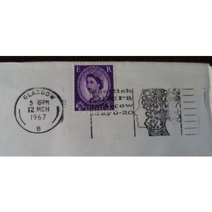 1967 GB QEII 3d stamp Cover Scottish Opera Glasgow slogan cancel Amersham