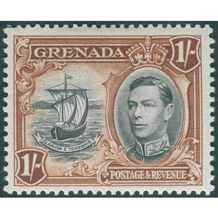 Grenada 1942 1s. black & brown Perf 13½x12½ SG160a unused