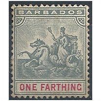 Barbados 1892 SG105 1/4d Slate-Grey & Carmine Mtd Mint.