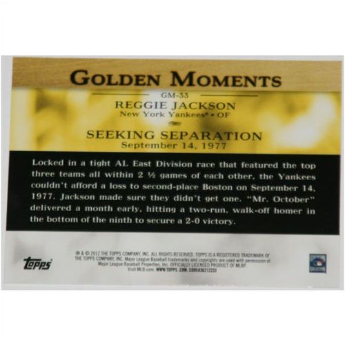 2012 Topps Golden Moments - #GM-33 - Reggie Jackson