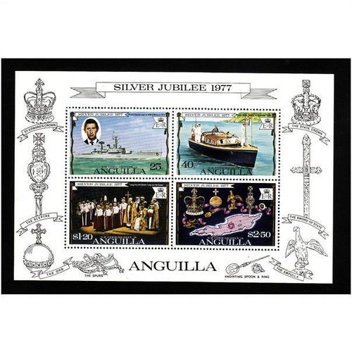 ANGUILLA 1977 SILVER JUBILEE SET 4 VALS MIN SHEET U/M MINT#2
