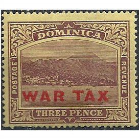 Dominica 1918 SG58 3d Purple/Yellow WAR TAX Mounted Mint...