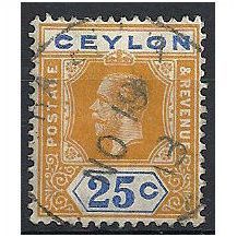 Ceylon 1912 SG312 25c Orange & Blue Fine Used.