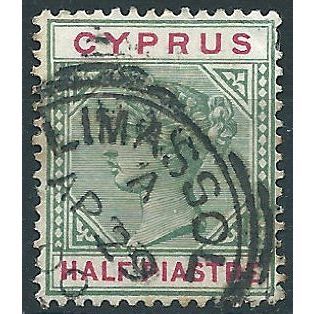 Cyprus 1896 SG40 1/2pi Green & Carmine Fine Used ....