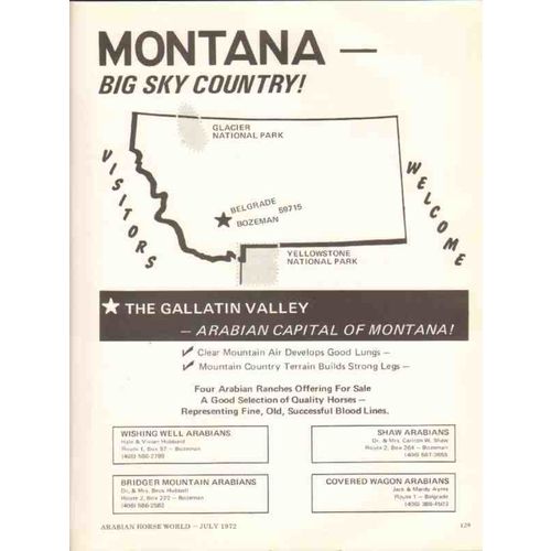 gallatin valley 1972 arabian capital montana equestrian vintage ad