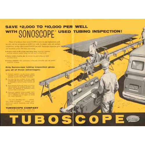 tuboscope company 1962 sonoscope used tubing inspection oil vintage ad