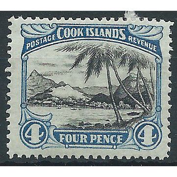 Cook Islands 1933 SG110 4d Black & Bright Blue Mounted Mint..
