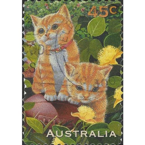 AUSTRALIA, CATS, Two kittens, Green 1996, 45c, #4