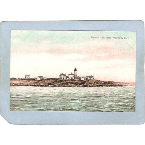 Rhode Island Newport Lighthouse Postcard Beaver Tail~916