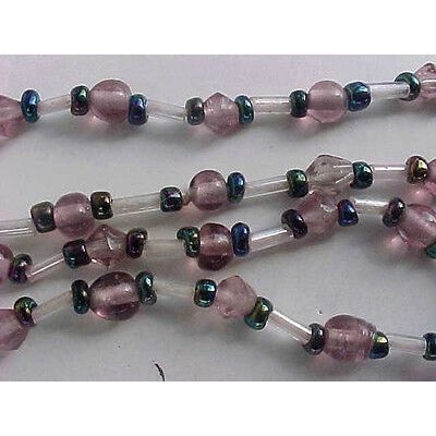 Carnival Glass Necklace Beaded Faceted Amethyst Necklace 16"