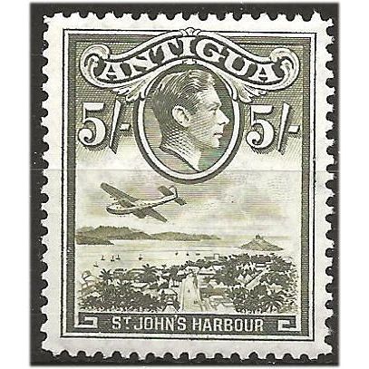 Antigua 1938 SG107 5/- Olive-Green Unmounted Mint . .. .