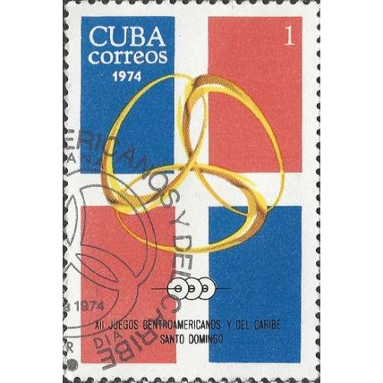 CUBA, Central American and Caribbean Games, Santo Domingo, red & blue 1974, 1c