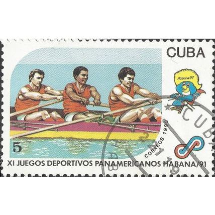 CUBA, SPORT, Pan American Games, Rowing, blue 1990, 5c, #2