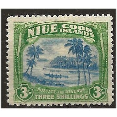 Niue 1938 SG77 3/- Blue & Yellowish-Green Mounted Mint ..
