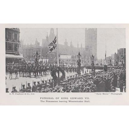 King Edward VII Funeral Westminster Hall Mourners Processions Postcard