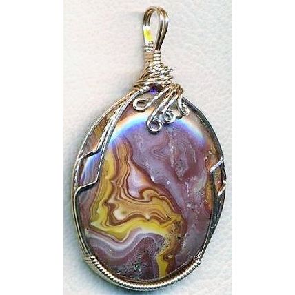 Mookaite Jasper Bronze Wire Wrap Gemstone Pendant 19