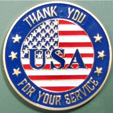 Thank You For Your Service. Challenge Coin. 1.50". A85b.