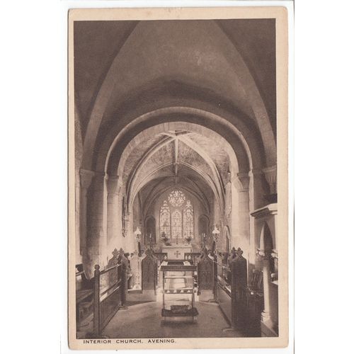 Avening Church Interior Gloucestershire Postcard Local Publisher E S Fowles