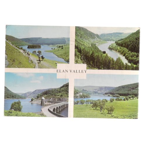 multiview, ELAN VALLEY, WALES .used vintage postcard 1977 postmark #