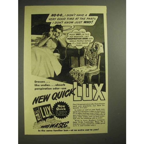 1940 Lux Detergent Ad - Didn't Have Good Time at Party