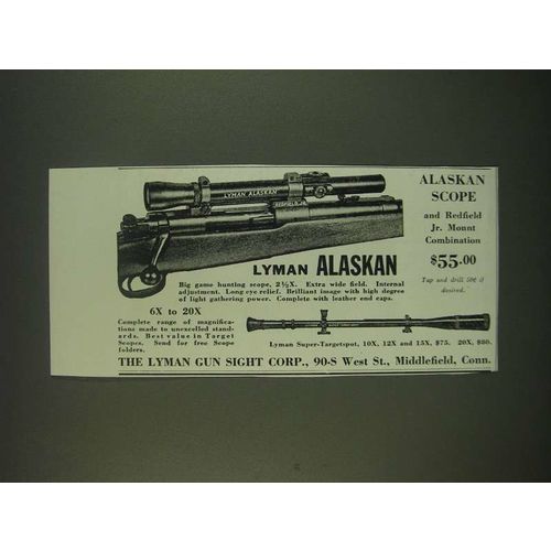 1940 Lyman Alaskan and Super-Targetspot Scopes Ad
