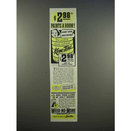 1946 Shewin-Williams Kem-Tone Paint Ad - $2.98 a Room