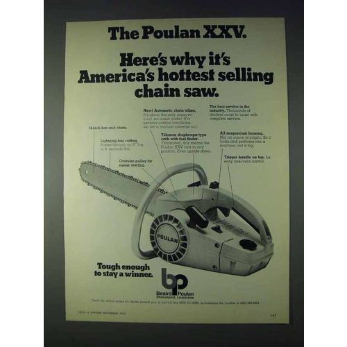1972 Poulan XXV Chainsaw Ad - Hottest Selling