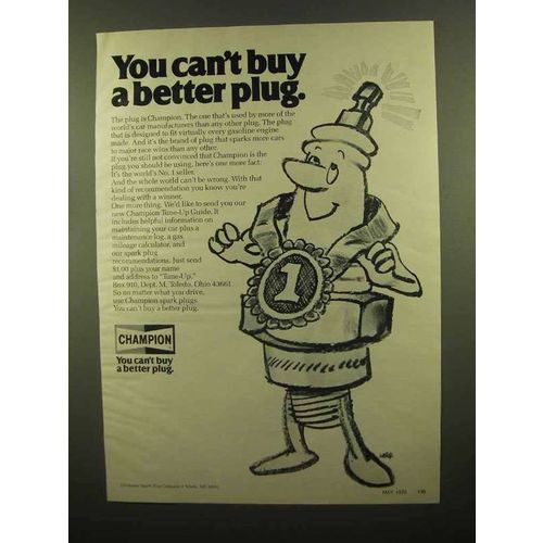 1978 Champion Spark Plugs Ad - Can't Buy Better Plug