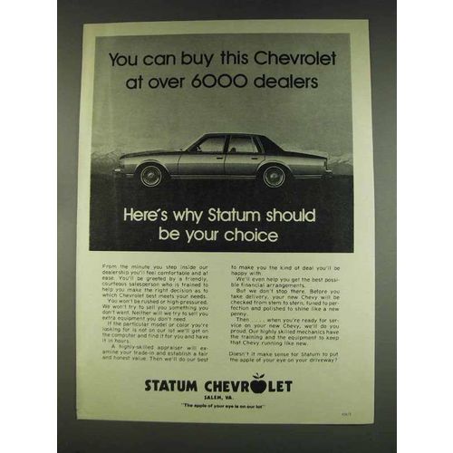 1978 Statum Chevrolet Ad - Buy at Over 6000 Dealers