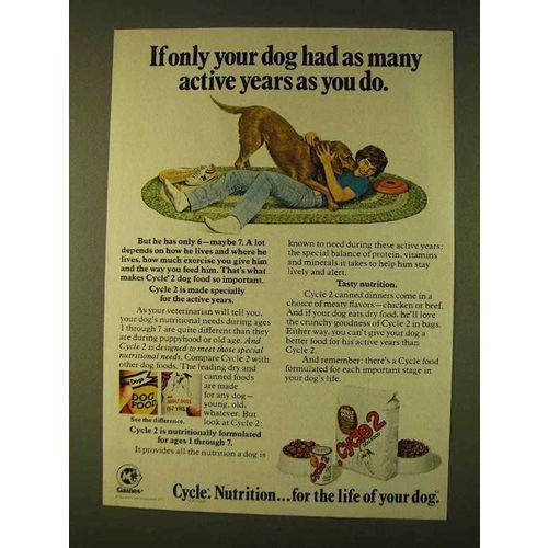 1979 Gaines Cycle 2 Dog Food Ad - Active Years