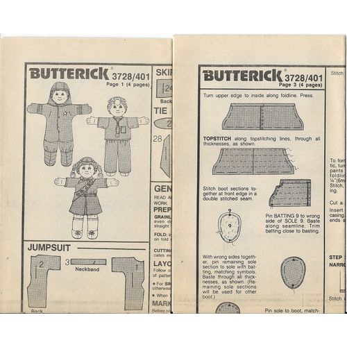 Butterick 3728 Sewing Pattern Cabbage Patch Kids Outfits Space Doctor Scout