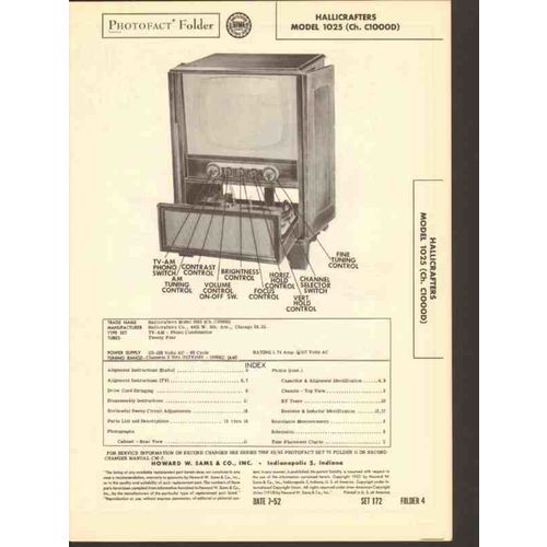 HALLICRAFTERS model 1025 TV television receiver Sams Photofact manual
