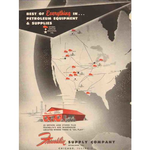 FRANKLIN SUPPLY COMPANY 1955 Everything petroleum equipment vintage ad