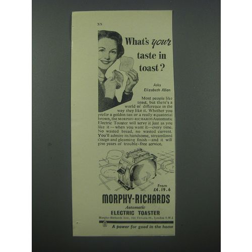 1954 Morphy-Richards Automatic Electric Toaster Ad - What's your taste