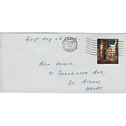 GB 1968 British Paintings 1s6d single stamp FDC St Albans pm