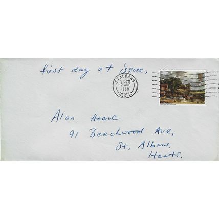 GB 1968 British Paintings 1s9d single stamp FDC St Albans pm