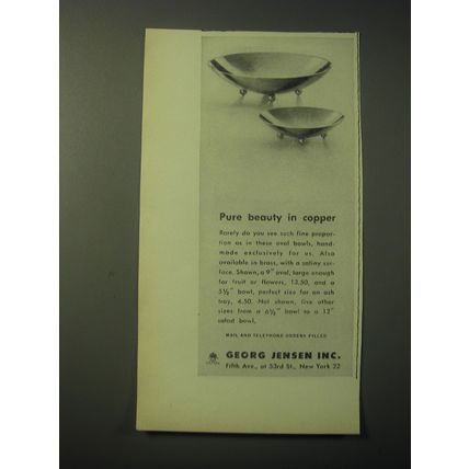 1948 Georg Jensen Bowls Advertisement - Pure beauty in copper