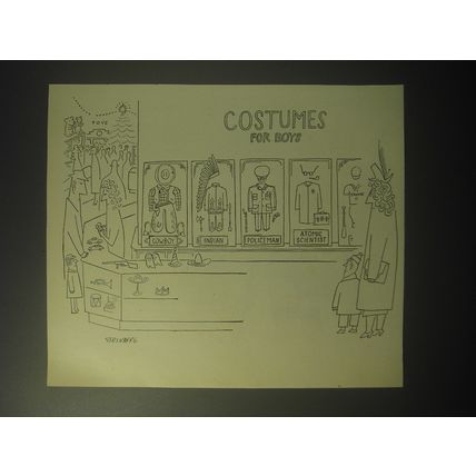 1948 Cartoon by Saul Steinberg - Costumes for Boys