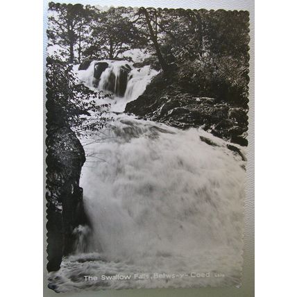 old b/w postcard Swallow Falls Betws-y-Coed