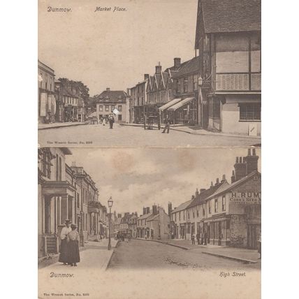 Great Dunmow Market Place High Street 2x Wrench Old Postcard s