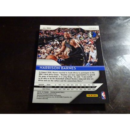 2018-19 Panini Prizm Silver Basketball Card # 300 Harrison Barnes Mint (9) (SB)