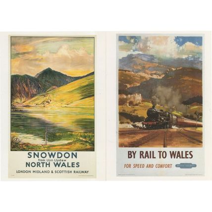 By Rail To Wales Snowdon 2x Welsh Travel Poster Postcard s