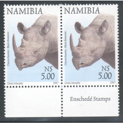 Namibia 1997 - $5 Diceros bicornis x 2 by Denis Murphy - mint