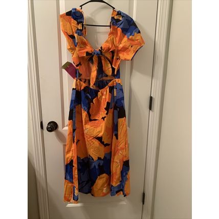 Tabitha Brown Target Floral Puff Sleeve Tie Back Dress Choose Your Size