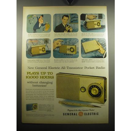 1957 General Electric Advertisement - All-Transistor Pocket Radio P715, P711