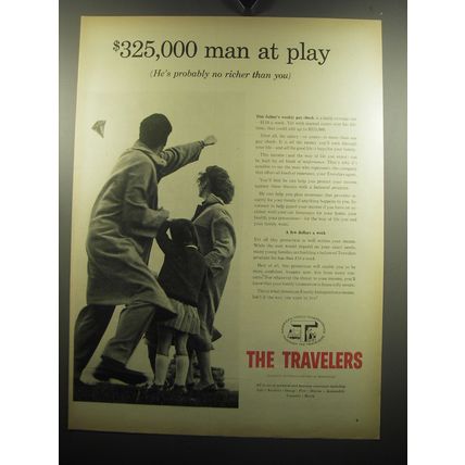 1957 The Travelers Insurance Ad - $325,000 man at play