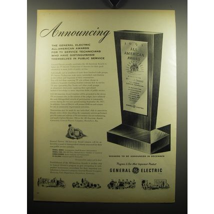 1957 General Electric All-American Award Advertisement