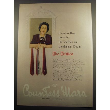 1955 Countess Mara Ties Ad - Presents the New View on Gentlemen's Cravats
