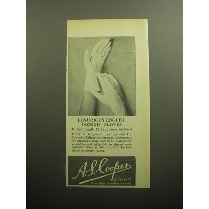 1958 A.S. Cooper Gloves Ad - Luxurious English doeskin gloves